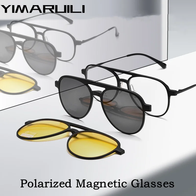 YIMARUILI 1+2 Pilot Polarized Magnetic Clip-on Glasses Men Pure Titanium + TR90 Optical Prescription Eyeglasses Frame Women T930
YIMARUILI 1+2 Pilot Polarized Magnetic Clip-on Glasses Men Pure Titanium + TR90 Optical Prescription Eyeglasses Frame Women T930