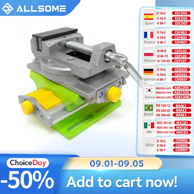 ALLSOME 2 in 1 Milling Drilling Precision Vise Swivel Base Table Aluminium Alloy Compound Worktable
ALLSOME 2 in 1 Milling Drilling Precision Vise Swivel Base Table Aluminium Alloy Compound Worktable
