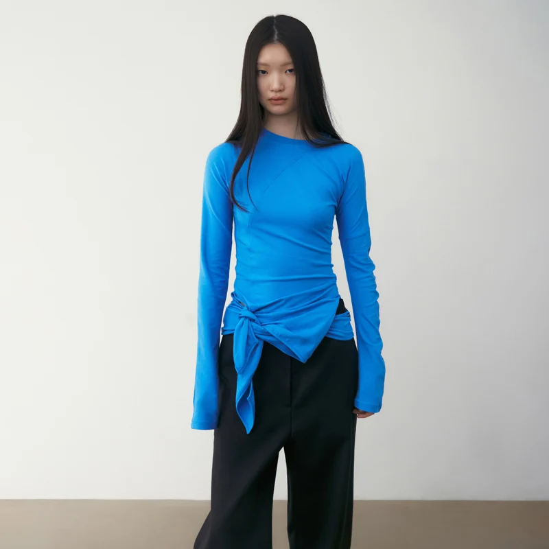 Faionable Korean Sle Slim Fit Long Sve T-irt round Ne Design Trendy Versatile Belted Top Commute Sle Pure Color
Faionable Korean Sle Slim Fit Long Sve T-irt round Ne Design Trendy Versatile Belted Top Commute Sle Pure Color