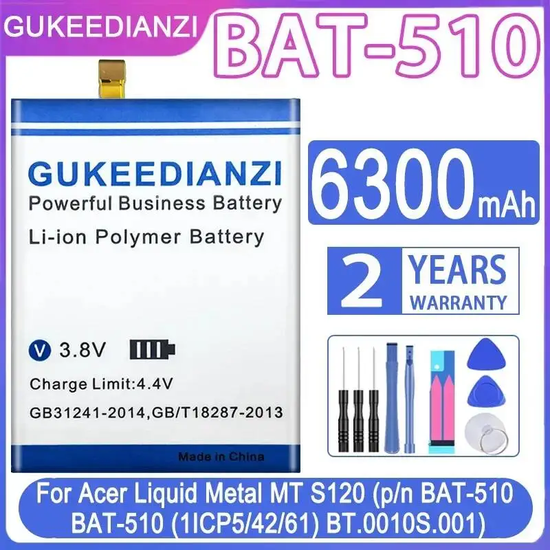Mobile Phone Battery 6300mAh For Acer Liquid Metal MT S120 p n Bat-510 Bat-510 1ICP5 42 61 BT.0010S.001 Bat 510
Mobile Phone Battery 6300mAh For Acer Liquid Metal MT S120 p n Bat-510 Bat-510 1ICP5 42 61 BT.0010S.001 Bat 510