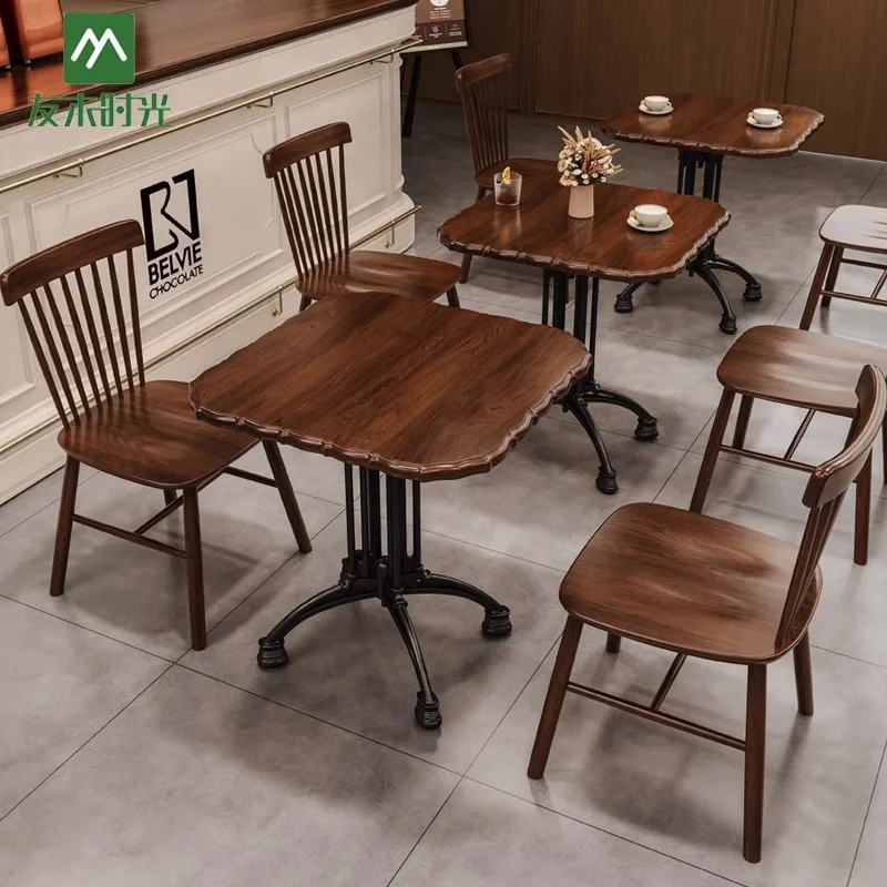 American retro cafe table and chair combination pub B & B dessert milk tea shop dining table and chair medieval commercial solid
American retro cafe table and chair combination pub B & B dessert milk tea shop dining table and chair medieval commercial solid