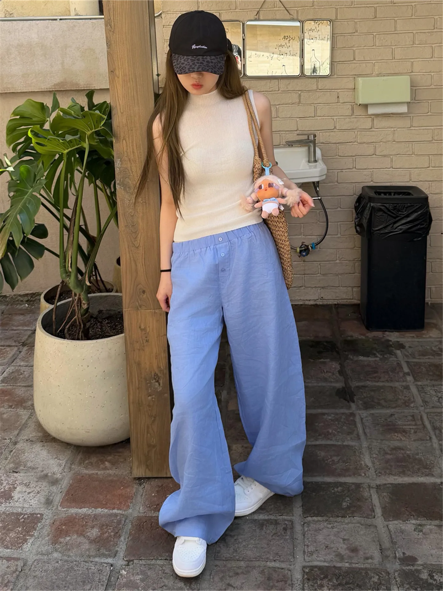 Low Waist Linen Wide Leg Casual Pants Women's Summer Thin Loose Slimming Lazy Style Blue Cotton-Linen Blend Straight Cut
Low Waist Linen Wide Leg Casual Pants Women's Summer Thin Loose Slimming Lazy Style Blue Cotton-Linen Blend Straight Cut