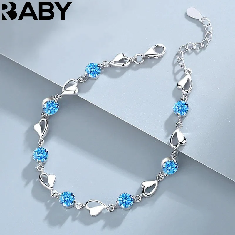 925 Sterling Silver Heart Shaped Bracelet For Women Retro Korean Versatile Blue Crystal Charm Bracelets Original Party Jewelry
925 Sterling Silver Heart Shaped Bracelet For Women Retro Korean Versatile Blue Crystal Charm Bracelets Original Party Jewelry