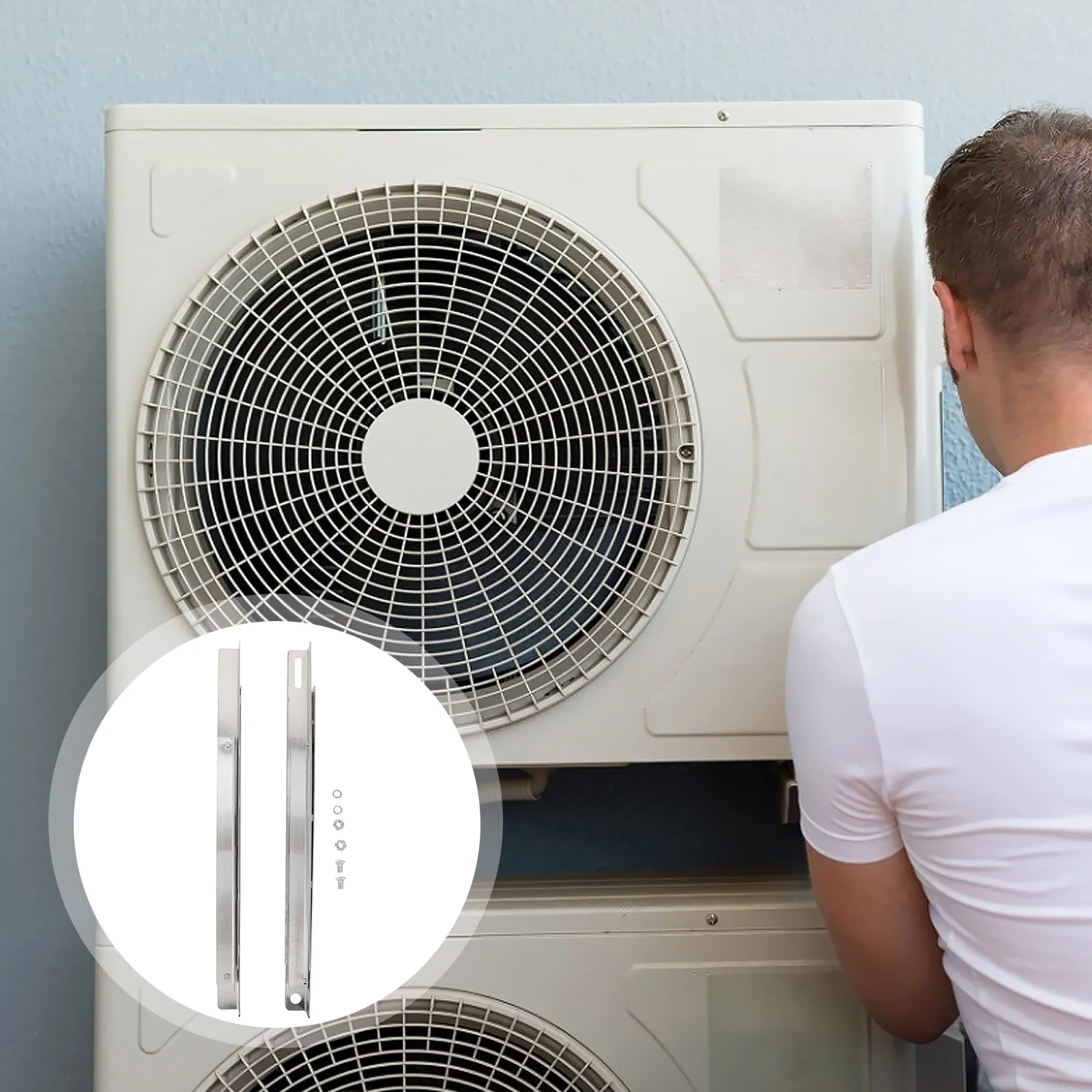 2Pcs Folding Air Conditioner Support Bracket Stainless Steel Triangle Rack Reinforced Rivets Anti-Drop Window Mount