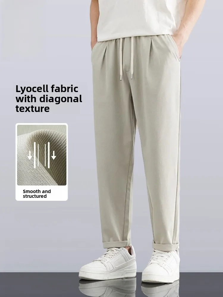 Мужские повседневные брюки свободного кроя, летние, тонкие, модные, из ткани Lenzing, прямые, молодежные, немнущиеся
Мужские повседневные брюки свободного кроя, летние, тонкие, модные, из ткани Lenzing, прямые, молодежные, немнущиеся