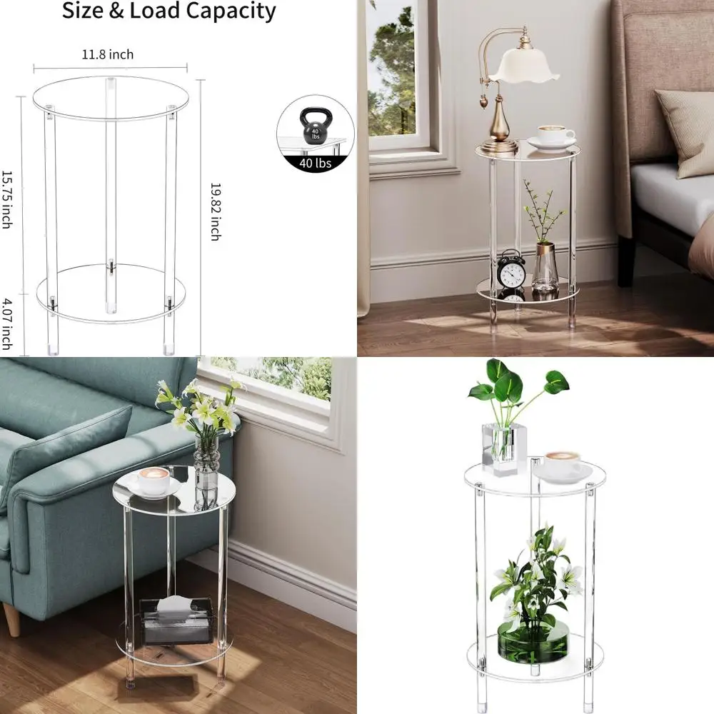 Компактный 2-уровневый акриловый приставной столик, 11,81x11,81x19,82 дюйма, современная прикроватная тумбочка для небольших помещений, идеально подходит для гостиной, спальни, ванной комнаты.
Компактный 2-уровневый акриловый приставной столик, 11,81x11,81x19,82 дюйма, современная прикроватная тумбочка для небольших помещений, идеально подходит для гостиной, спальни, ванной комнаты.
