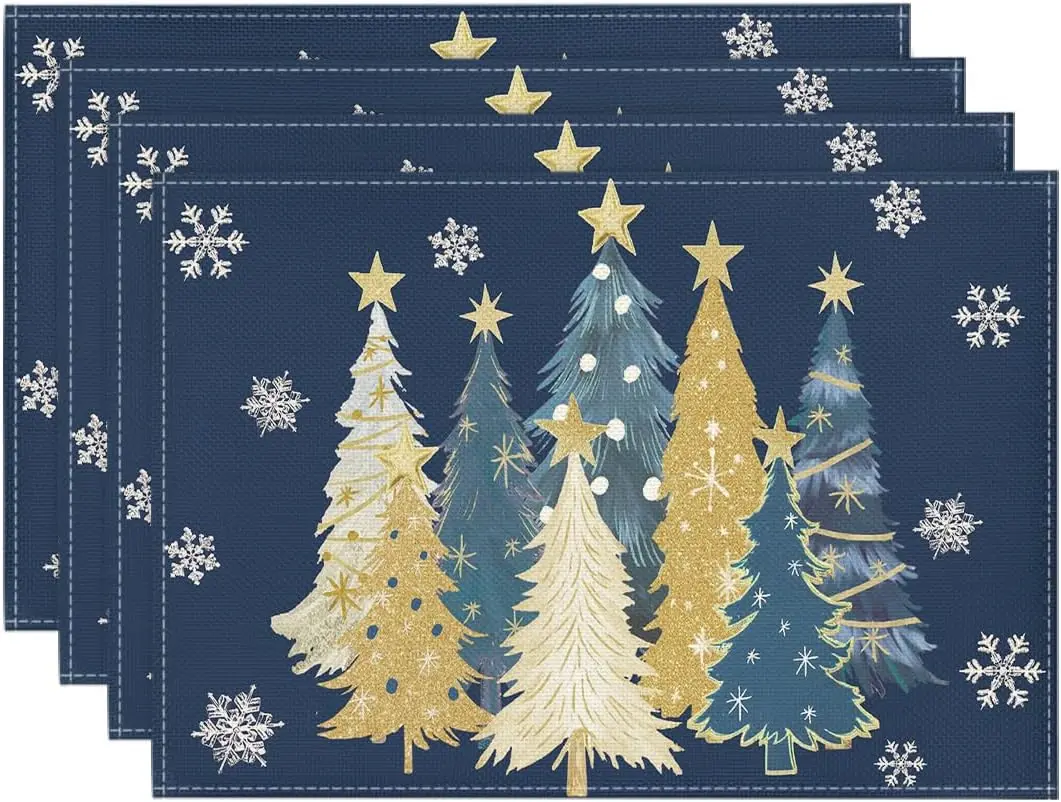 Xmas Trees Snowflakes Winter Placemats , 12x18 Inch Seasonal Blue Christmas Table Mats for Party Kitchen Dining Decoration
Xmas Trees Snowflakes Winter Placemats , 12x18 Inch Seasonal Blue Christmas Table Mats for Party Kitchen Dining Decoration