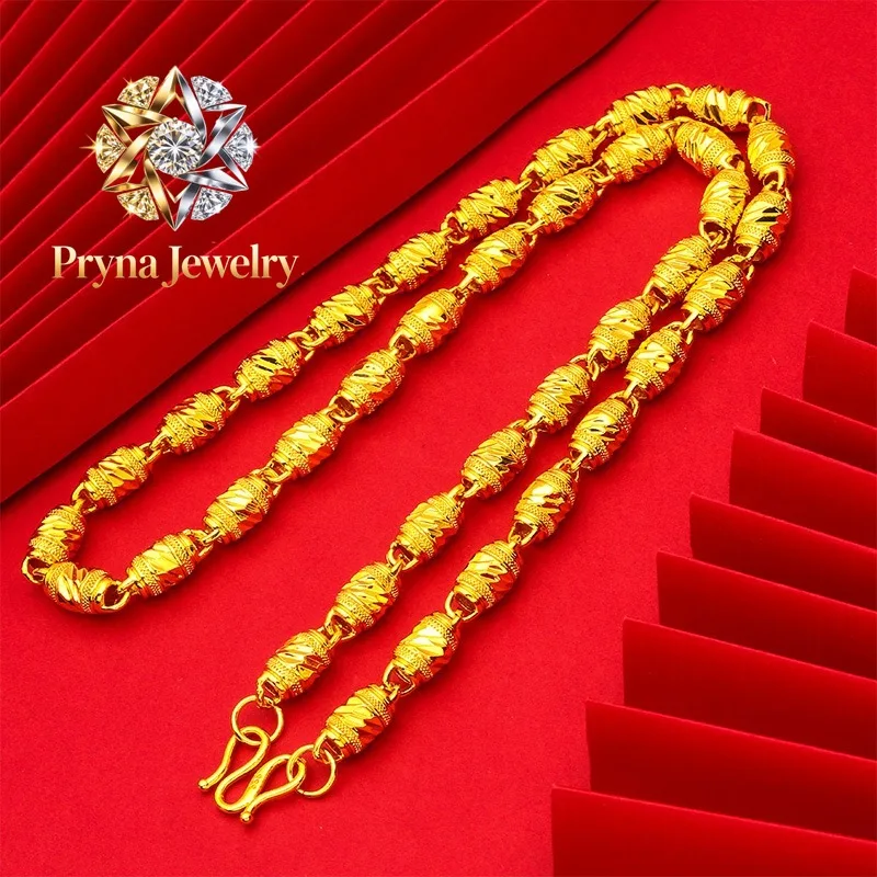Pryna Jewelry 9999 24K real gold hollow men's necklace round buckle men's boutique chain open cylindrical gold necklace light
Pryna Jewelry 9999 24K real gold hollow men's necklace round buckle men's boutique chain open cylindrical gold necklace light