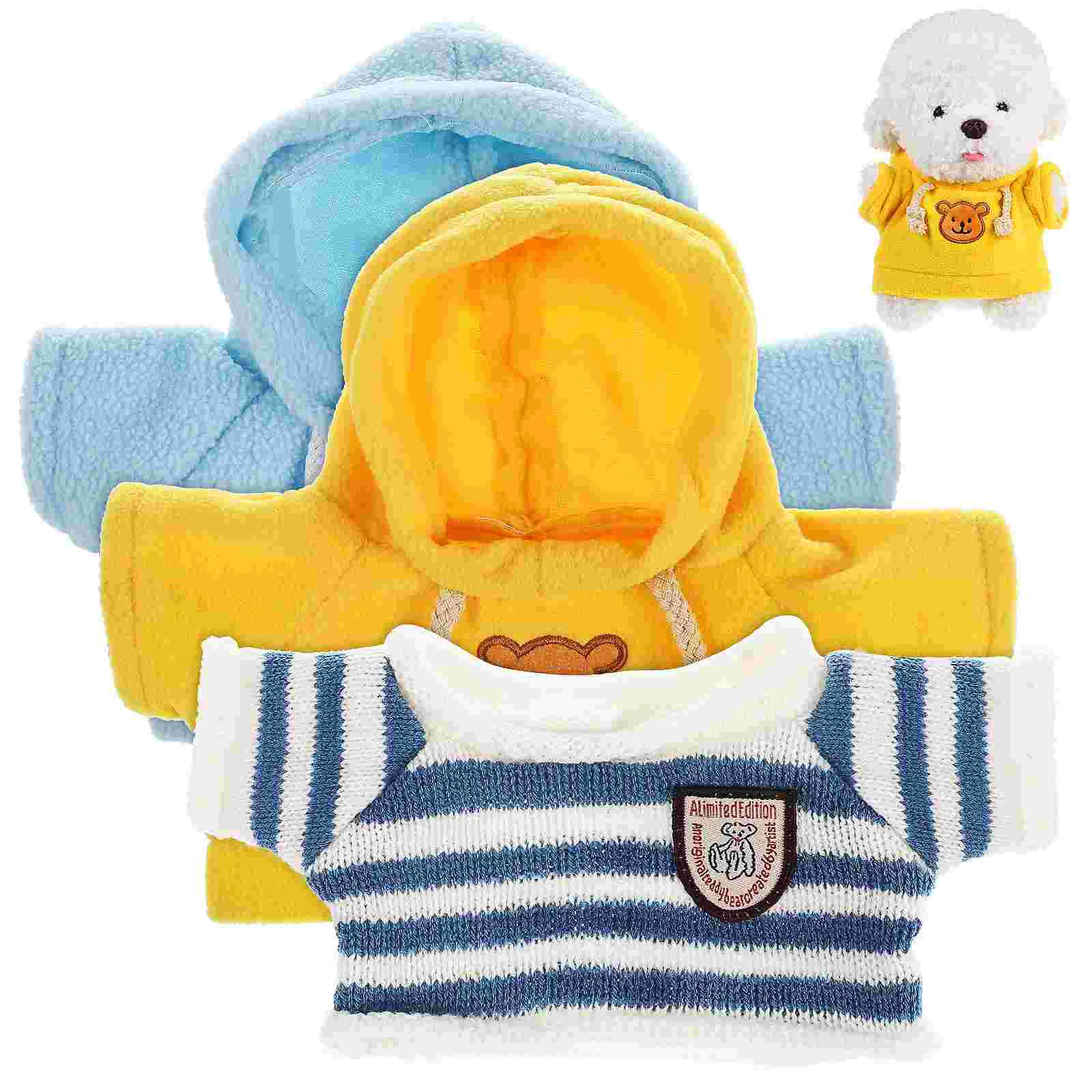 3 Pcs Jacket with Hat Baby Bear Sweater Plush Animals Hoodie Basic Tee Shirt Yarn Clothes for Stuffed Toy Mini Dolls
3 Pcs Jacket with Hat Baby Bear Sweater Plush Animals Hoodie Basic Tee Shirt Yarn Clothes for Stuffed Toy Mini Dolls