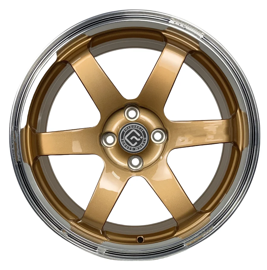 High end private customization 17x7.5in dual-tone forged wheels, antique brass polished edge black paint passenger car rims
High end private customization 17x7.5in dual-tone forged wheels, antique brass polished edge black paint passenger car rims