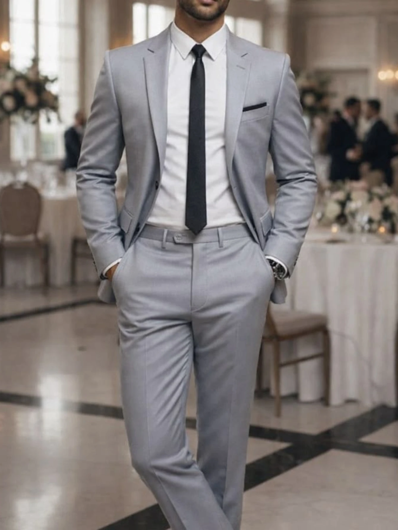 Slim Fit Light Gray 2 Piece Men Suit Notch Lapel Single Breasted Blazer Pants Wedding Business Formal Suit
Slim Fit Light Gray 2 Piece Men Suit Notch Lapel Single Breasted Blazer Pants Wedding Business Formal Suit