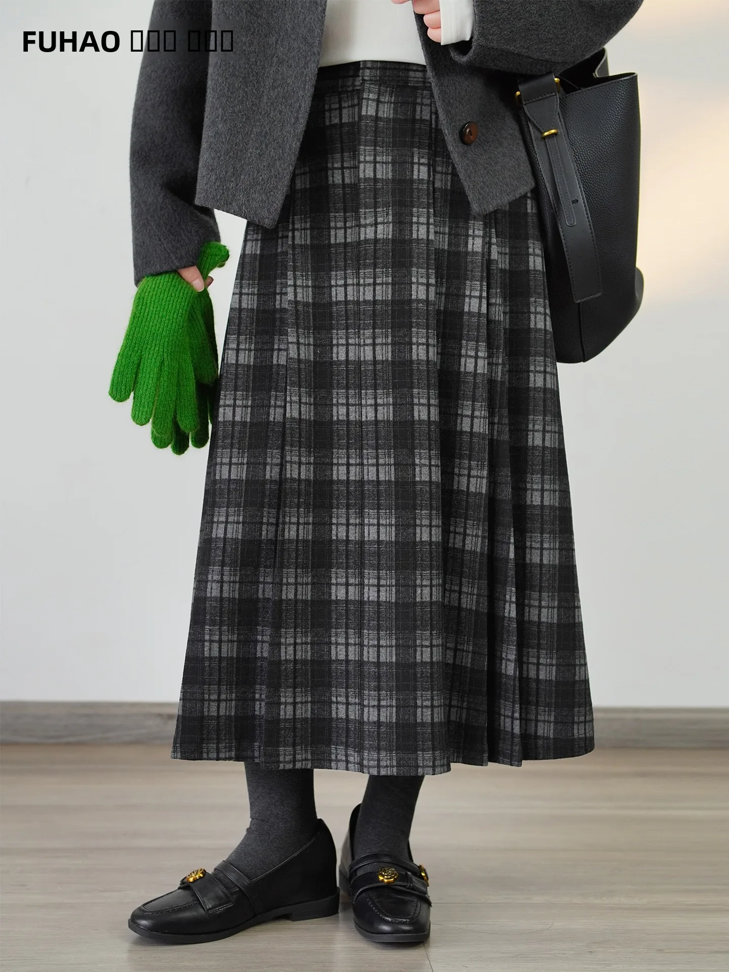 FUHAO ey Plaid A-Line Skirt Vintage Umbrella Hem Pleated Slimming Mid-Length Versatile Casual Cotton Blend Skirt
FUHAO ey Plaid A-Line Skirt Vintage Umbrella Hem Pleated Slimming Mid-Length Versatile Casual Cotton Blend Skirt