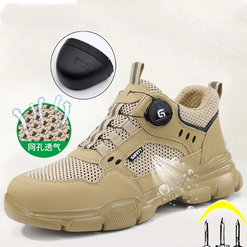 Summer Safety Breathable Shoes Men Anti-smash Anti puncture Work Sneakers Steel toe shoes Rotating button Protection Shoes
Summer Safety Breathable Shoes Men Anti-smash Anti puncture Work Sneakers Steel toe shoes Rotating button Protection Shoes