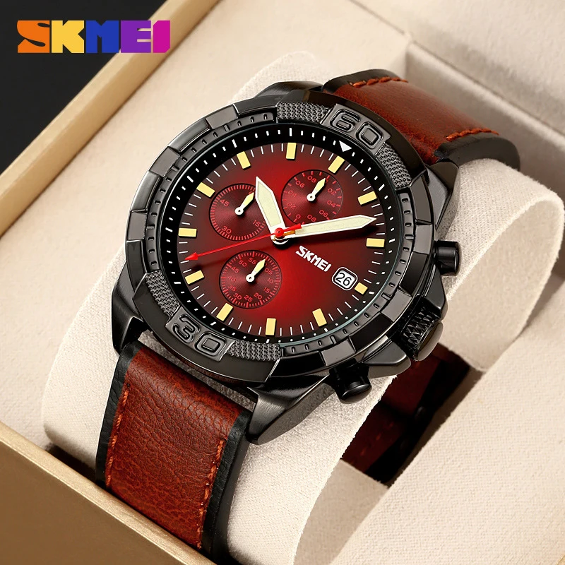 SKMEI Men's Fashion Business Leather Belt Watch, Waterproof, Calendar, Casual Quartz Three-Eye Six-Hand Watch
SKMEI Men's Fashion Business Leather Belt Watch, Waterproof, Calendar, Casual Quartz Three-Eye Six-Hand Watch