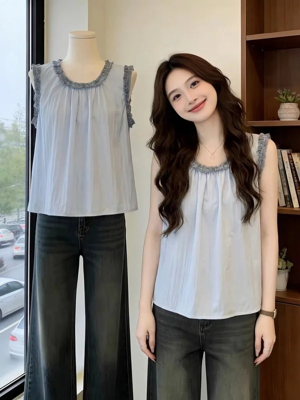 Light Blue Wooden Shoulder Bridesmaid Vest Women's Summer New Style Outerwear Sleeveless Top Flattering round Neck
Light Blue Wooden Shoulder Bridesmaid Vest Women's Summer New Style Outerwear Sleeveless Top Flattering round Neck
