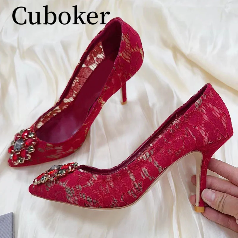 2024 Summer Elegant Lace Pumps Designer Brand Women's Shoes Crystal Pointed Toe Thin High Heels Party Wedding Bridal Shoes Women
2024 Summer Elegant Lace Pumps Designer Brand Women's Shoes Crystal Pointed Toe Thin High Heels Party Wedding Bridal Shoes Women