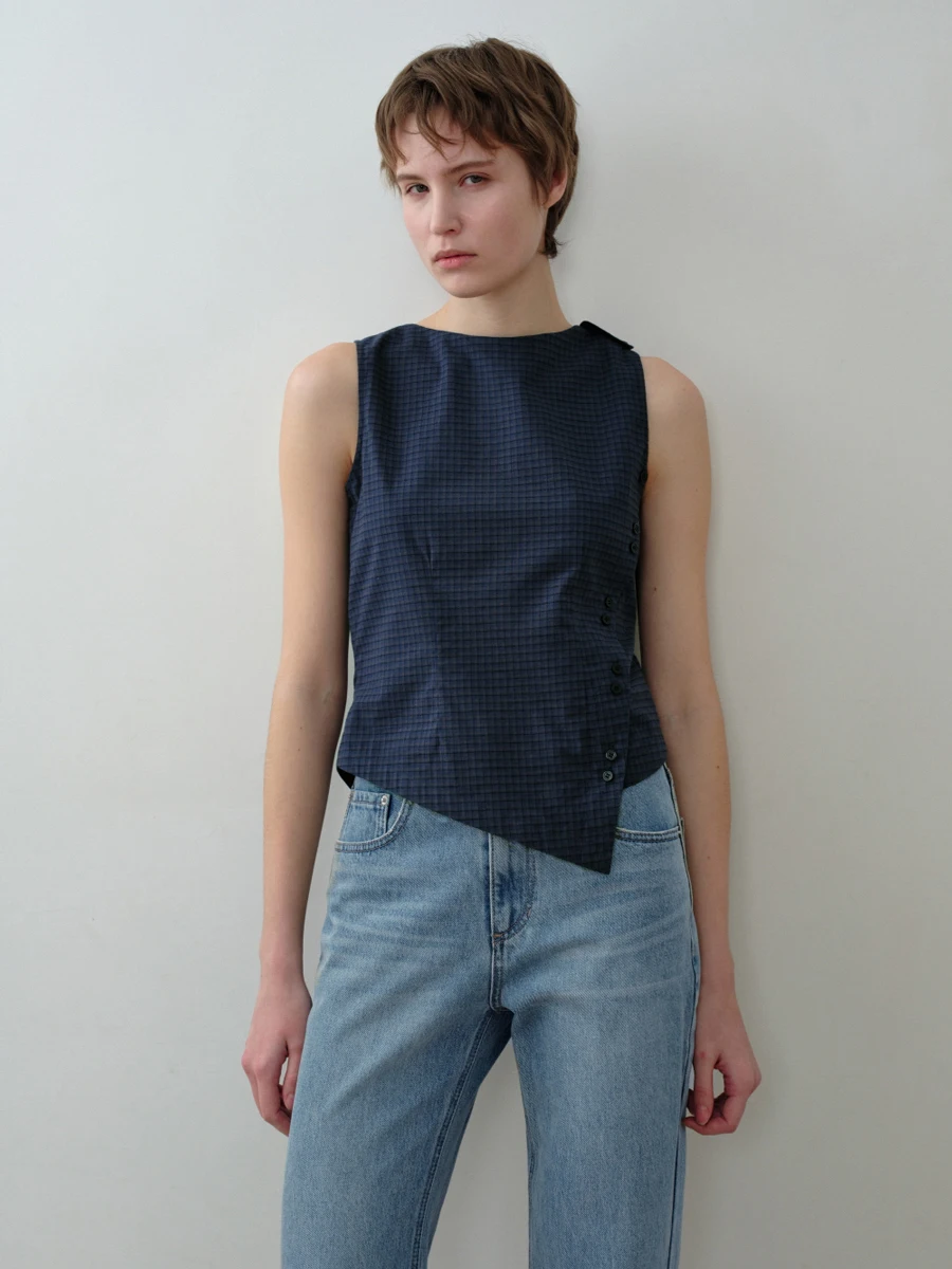 Noxiao La Authentic Brand SYMM Summer 2026 Plaid Sleeveless Shirt Casual Style round Neck Short Length Thin Cotton
Noxiao La Authentic Brand SYMM Summer 2026 Plaid Sleeveless Shirt Casual Style round Neck Short Length Thin Cotton