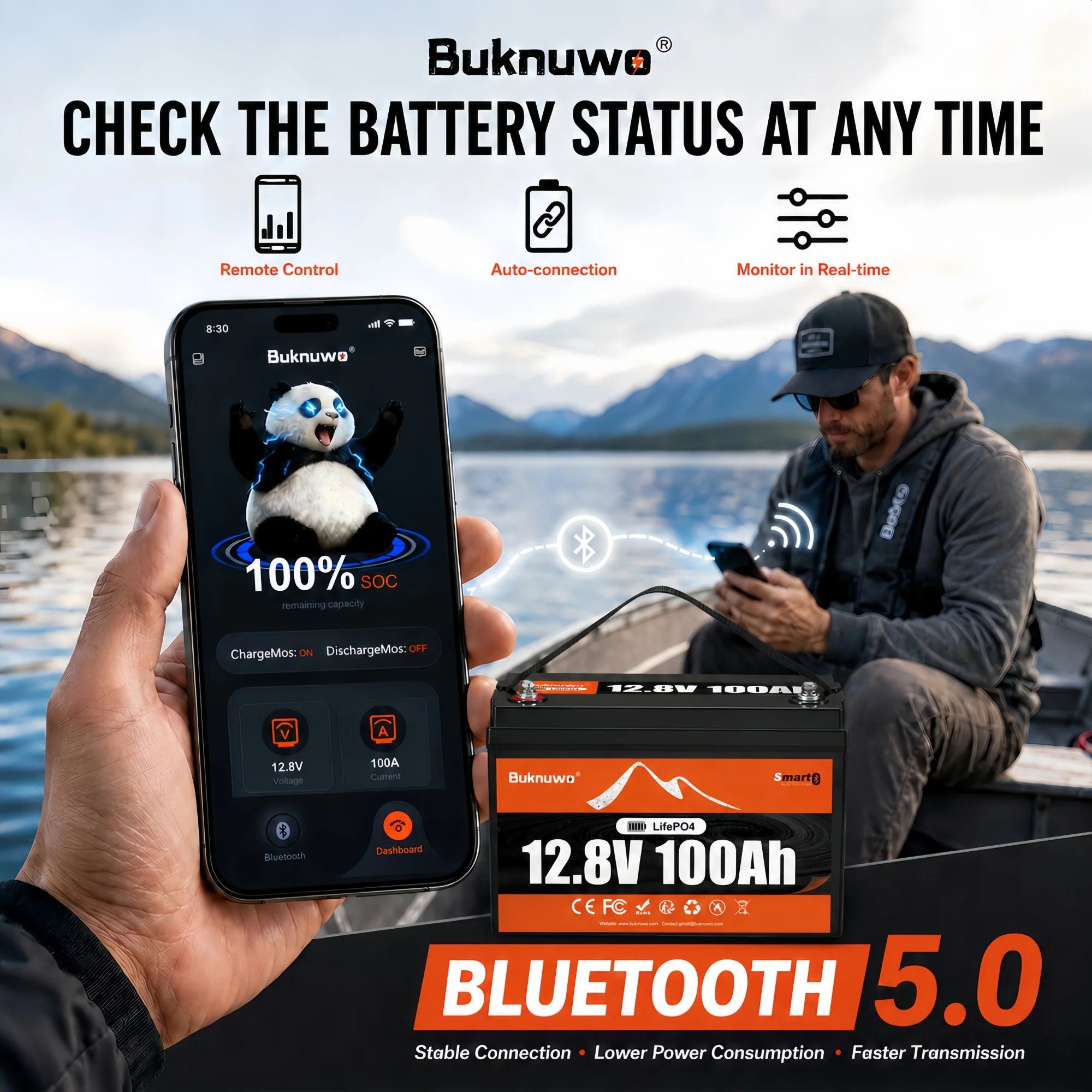 4pcs Smart 12V100Ah Bluetooth LiFePO4 Lithium Battery, 1280Wh Power Energy, Group 31, Built-in 100BMS, Low-Temp Protection, Capable Of Over 4, 000 Cycles Support Series/Parallel Battery For Solar, RV, Marine, Off-Grid Application
4pcs Smart 12V100Ah Bluetooth LiFePO4 Lithium Battery, 1280Wh Power Energy, Group 31, Built-in 100BMS, Low-Temp Protection, Capable Of Over 4, 000 Cycles Support Series/Parallel Battery For Solar, RV, Marine, Off-Grid Application
