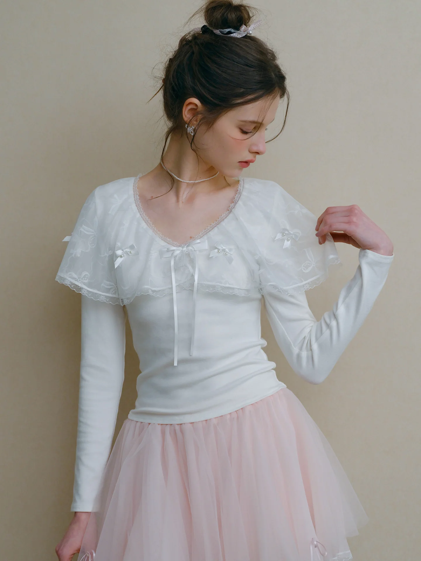 Spring 2026 White Knot Lace Me oulder Wrap Base irt Long Sve Women's Slim Fit Top Commute Sle Faion
Spring 2026 White Knot Lace Me oulder Wrap Base irt Long Sve Women's Slim Fit Top Commute Sle Faion