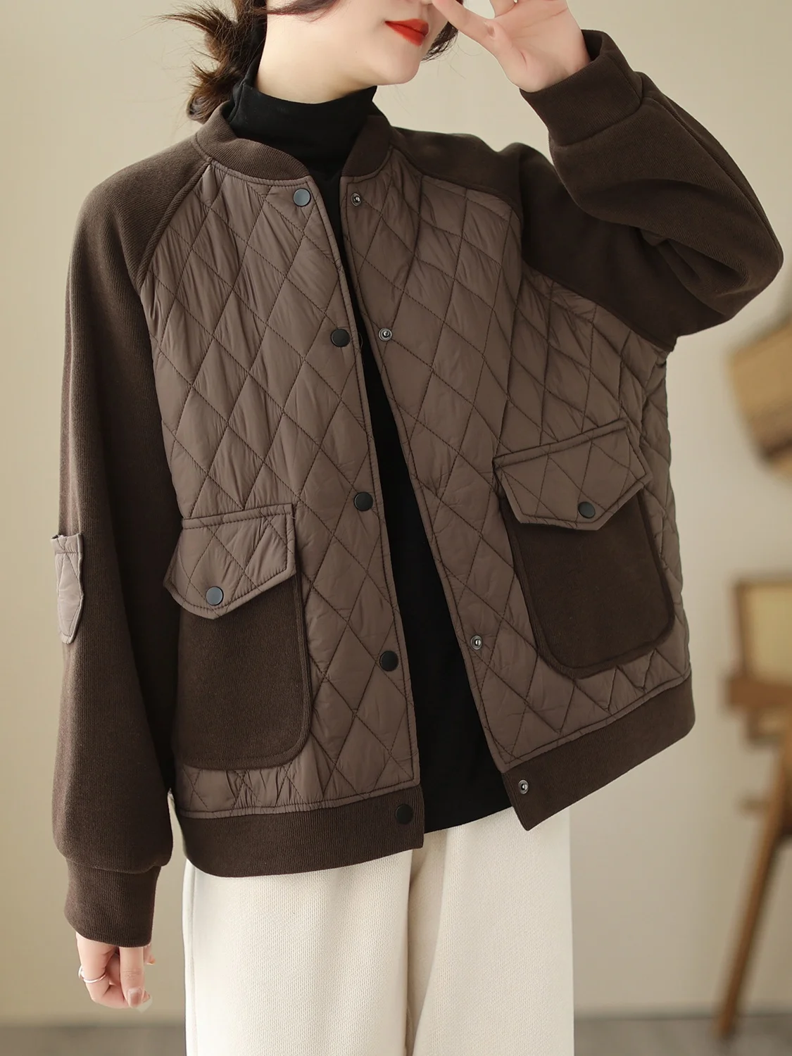 Winter Thiened Cotton Jaet Women's Loose Slimming ort Coat Warm Flannel Insert Diamond Pattern Korean Sle Commute
Winter Thiened Cotton Jaet Women's Loose Slimming ort Coat Warm Flannel Insert Diamond Pattern Korean Sle Commute