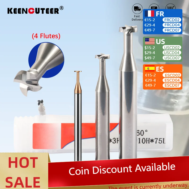 T-Slot Milling Cutter 60 Degree Tungsten Steel Carbide CNC Machining Center Cutting Tool 4-Blade For Aluminum Steel
T-Slot Milling Cutter 60 Degree Tungsten Steel Carbide CNC Machining Center Cutting Tool 4-Blade For Aluminum Steel