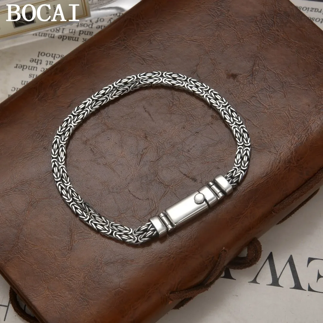 BOCAI NEW S925 Pure Silver Personality Punk Dragon Bone Double-layer Hand Woven Bracelet Men's Gift
BOCAI NEW S925 Pure Silver Personality Punk Dragon Bone Double-layer Hand Woven Bracelet Men's Gift