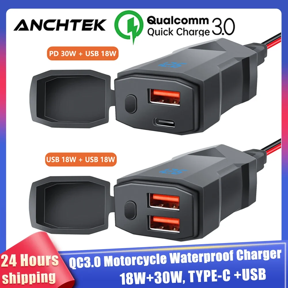 Anchtek Motorcycle USB Charger Vehicle-Mounted Charger Waterproof Adapter 12V Phone USB PD Ports Quick Charger Moto Accessory
Anchtek Motorcycle USB Charger Vehicle-Mounted Charger Waterproof Adapter 12V Phone USB PD Ports Quick Charger Moto Accessory 