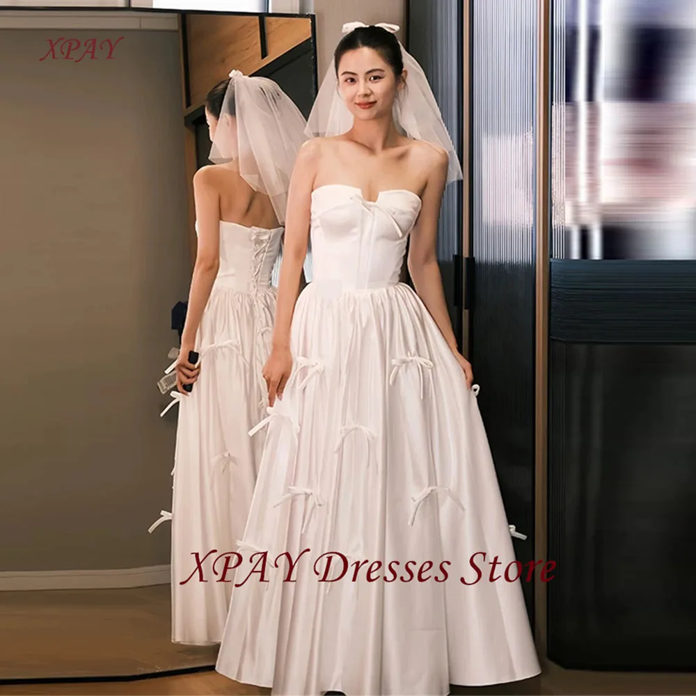 XPAY Vintage Sweetheart Korea Wedding Dresses Photo shoot Ribbons Satin Corset Back Bride Receiption Gowns Party Customized
XPAY Vintage Sweetheart Korea Wedding Dresses Photo shoot Ribbons Satin Corset Back Bride Receiption Gowns Party Customized
