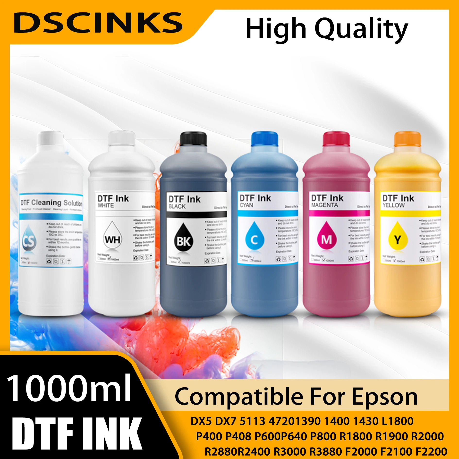 DTF Ink 1000ML Direct to Transfer Film Ink For Epson Print head i3200 XP600 TX800 L1800 1390 L805 DX5 All DTF Ink Printing
DTF Ink 1000ML Direct to Transfer Film Ink For Epson Print head i3200 XP600 TX800 L1800 1390 L805 DX5 All DTF Ink Printing