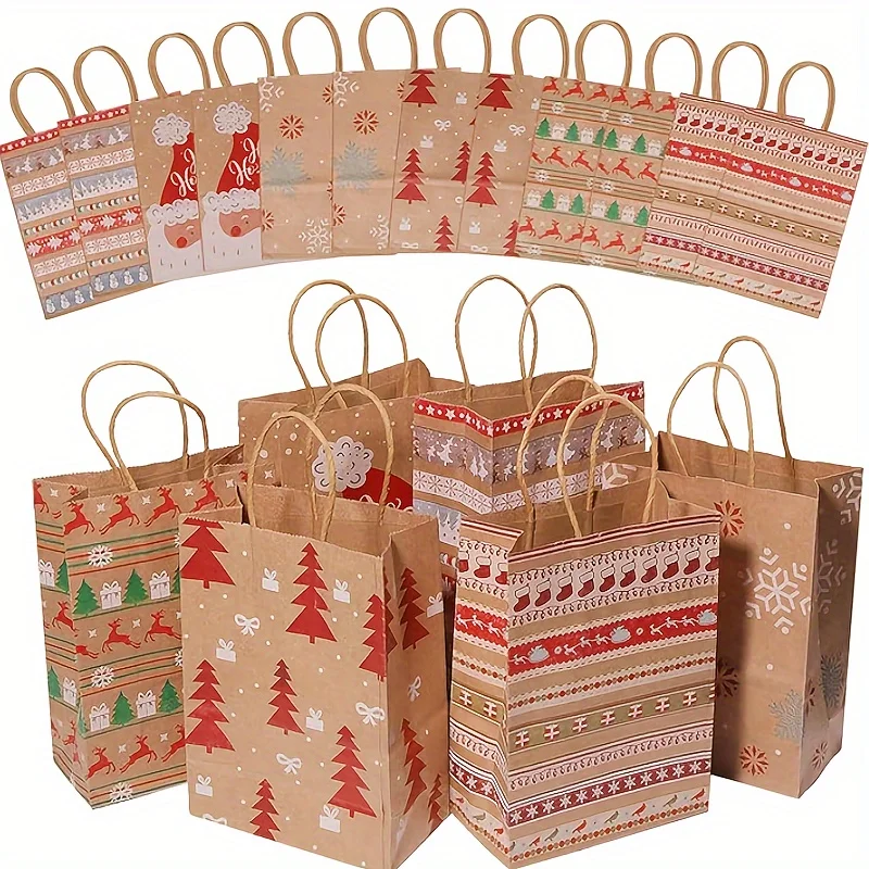 24pcs Christmas Kraft Gift Bags Cartoon Holiday Paper Tote Bag for Presents Festive Party Supplies with Reinforced Handles Xmas
24pcs Christmas Kraft Gift Bags Cartoon Holiday Paper Tote Bag for Presents Festive Party Supplies with Reinforced Handles Xmas