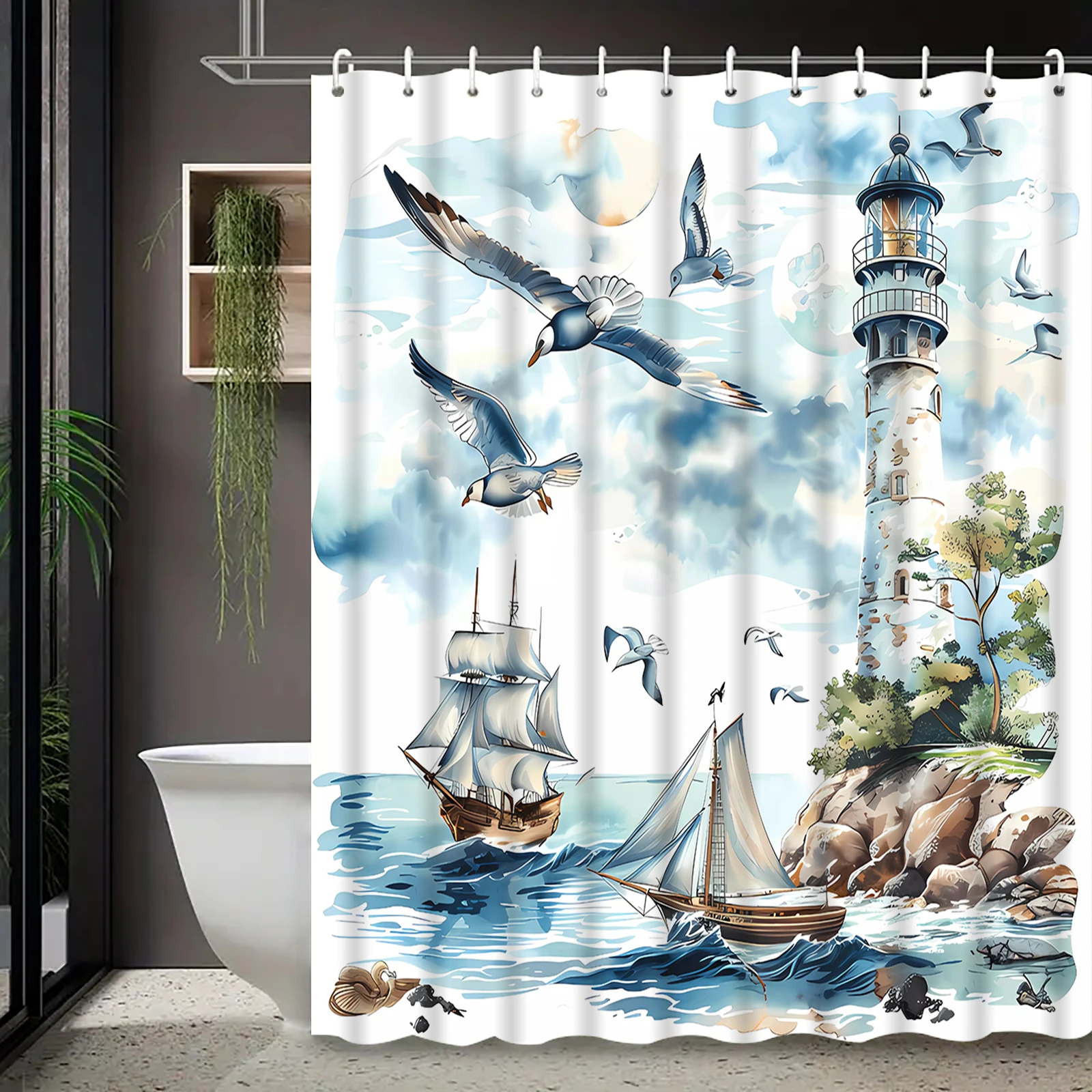 VIKAMA Fresh Ocean View Theme Shower Curtain Mould-Resistant Wet/Dry Separation Bathroom Shower Partition Curtain Home Decor
VIKAMA Fresh Ocean View Theme Shower Curtain Mould-Resistant Wet/Dry Separation Bathroom Shower Partition Curtain Home Decor