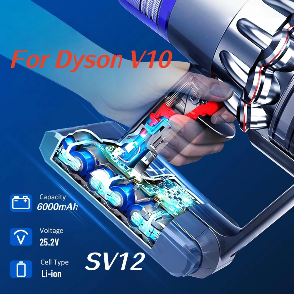 Сменный аккумулятор для Dyson V10 SV12, 6000 мАч, 100 Втч, для Dyson V10 Absolute Fluffy Cyclone SV12.
Сменный аккумулятор для Dyson V10 SV12, 6000 мАч, 100 Втч, для Dyson V10 Absolute Fluffy Cyclone SV12.