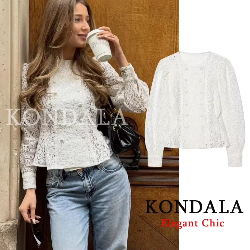 KONDALA Women Trendy Lace Jacket Double Breasted O-Neck Short Jacket New Fashion 2026 Spring Summer Holiday Elegant Lady Coat
KONDALA Women Trendy Lace Jacket Double Breasted O-Neck Short Jacket New Fashion 2026 Spring Summer Holiday Elegant Lady Coat