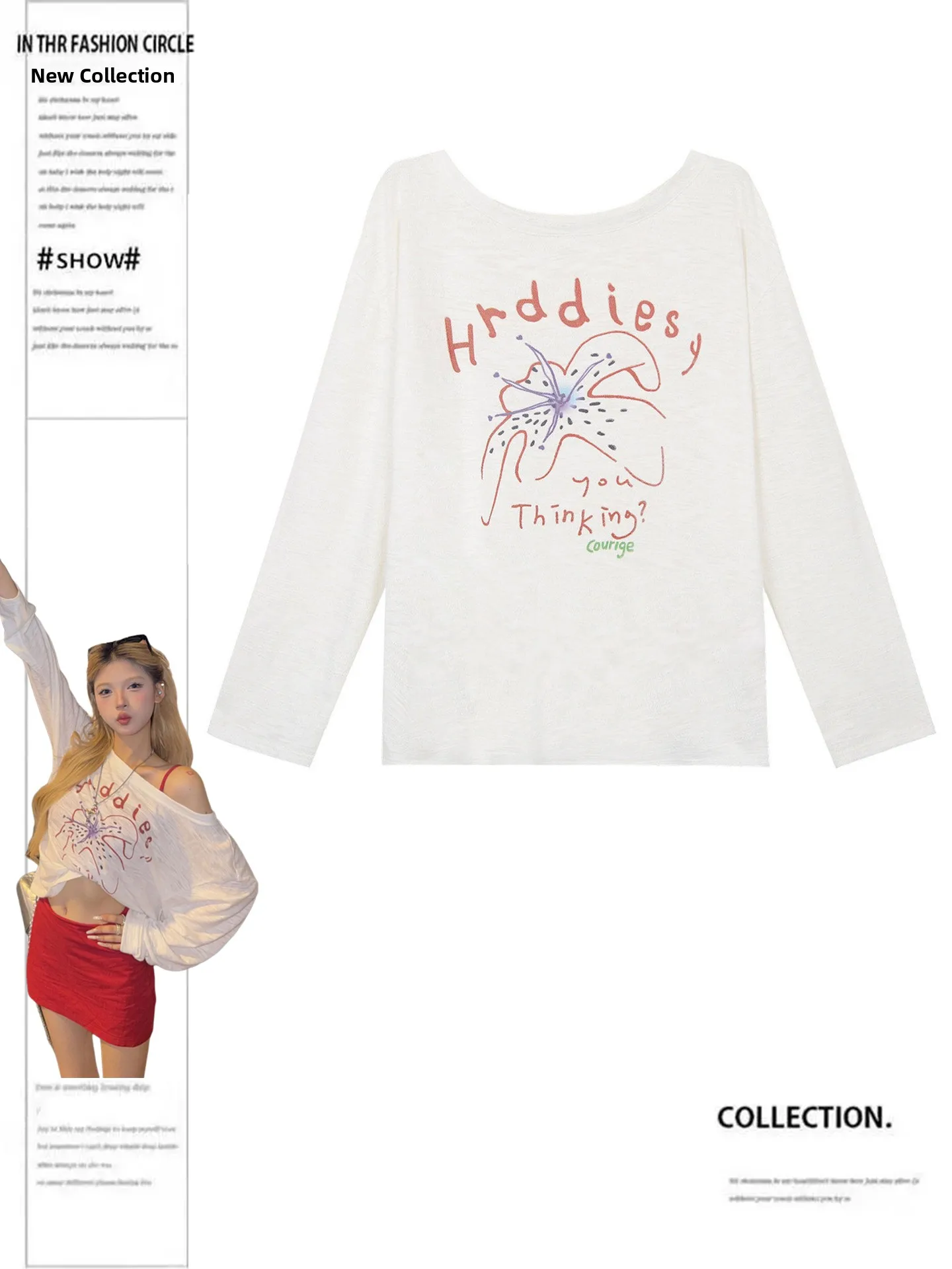 Fashionable plus Size Korean Style Long Sleeve T-Shirt Women Summer White Shoulder Print Sunshade Cover up Top Trendy
Fashionable plus Size Korean Style Long Sleeve T-Shirt Women Summer White Shoulder Print Sunshade Cover up Top Trendy