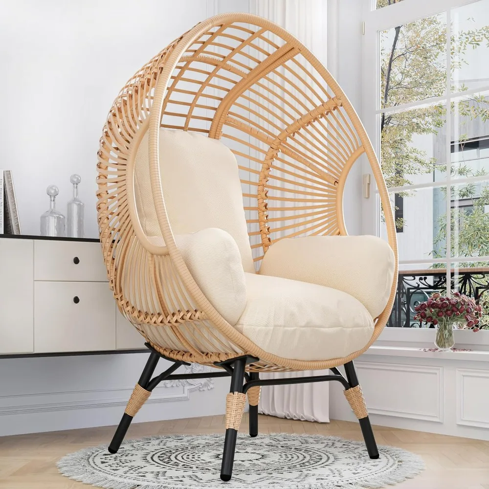 Oversized Wicker Egg-Chair Outdoor Indoor Rattan Patio Egg Lounge Chairs with Cushion 500lbs Capacity for Living Room
Oversized Wicker Egg-Chair Outdoor Indoor Rattan Patio Egg Lounge Chairs with Cushion 500lbs Capacity for Living Room