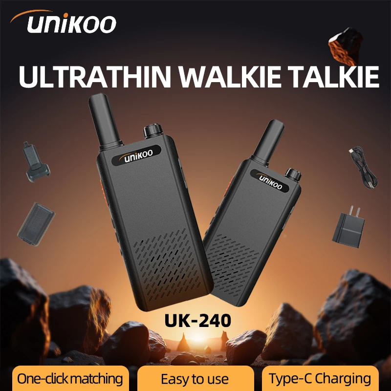2 PCS UNIKOO UK240 Mini Walkie Talkie 16 Channels Type C Rechargeable Long Range Communication Set Two Way Radios for Outdoors
2 PCS UNIKOO UK240 Mini Walkie Talkie 16 Channels Type C Rechargeable Long Range Communication Set Two Way Radios for Outdoors