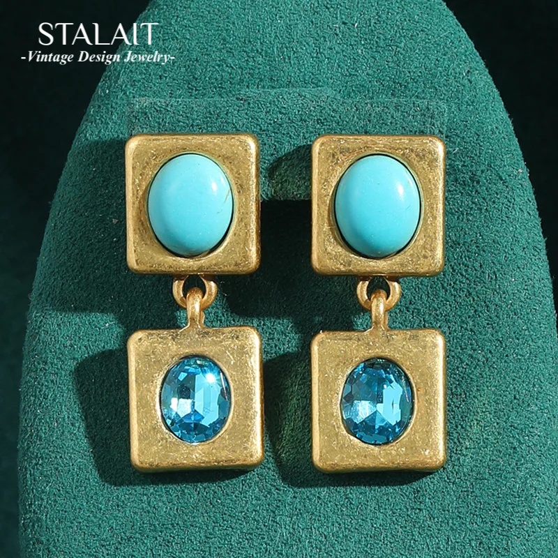Vintage Square Crystal Earrings Drop Dangle Accessories Women Turquoise Jewelry Antique Gold Color Luxury Bohemian Gift 2026 New
Vintage Square Crystal Earrings Drop Dangle Accessories Women Turquoise Jewelry Antique Gold Color Luxury Bohemian Gift 2026 New