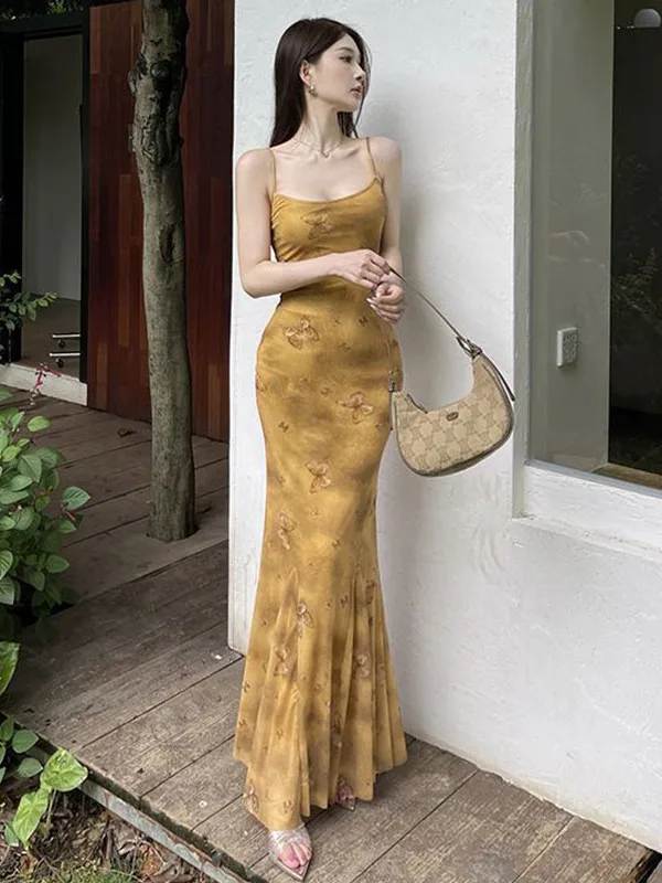 Summer Print Halter Dress Women's Elegant Korean Style High Waist Bodycon Midi Dress without Sleeves Square Collar
Summer Print Halter Dress Women's Elegant Korean Style High Waist Bodycon Midi Dress without Sleeves Square Collar