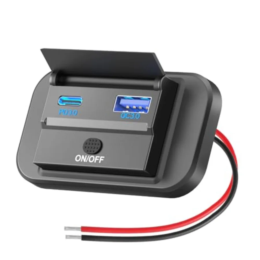 12V USB Outlet Surface Mount Lightweight PD USB C 30W and QC 3.0 18W Ports for Car, 12 Volt Cigarette Lighter Replacement Charg
12V USB Outlet Surface Mount Lightweight PD USB C 30W and QC 3.0 18W Ports for Car, 12 Volt Cigarette Lighter Replacement Charg
