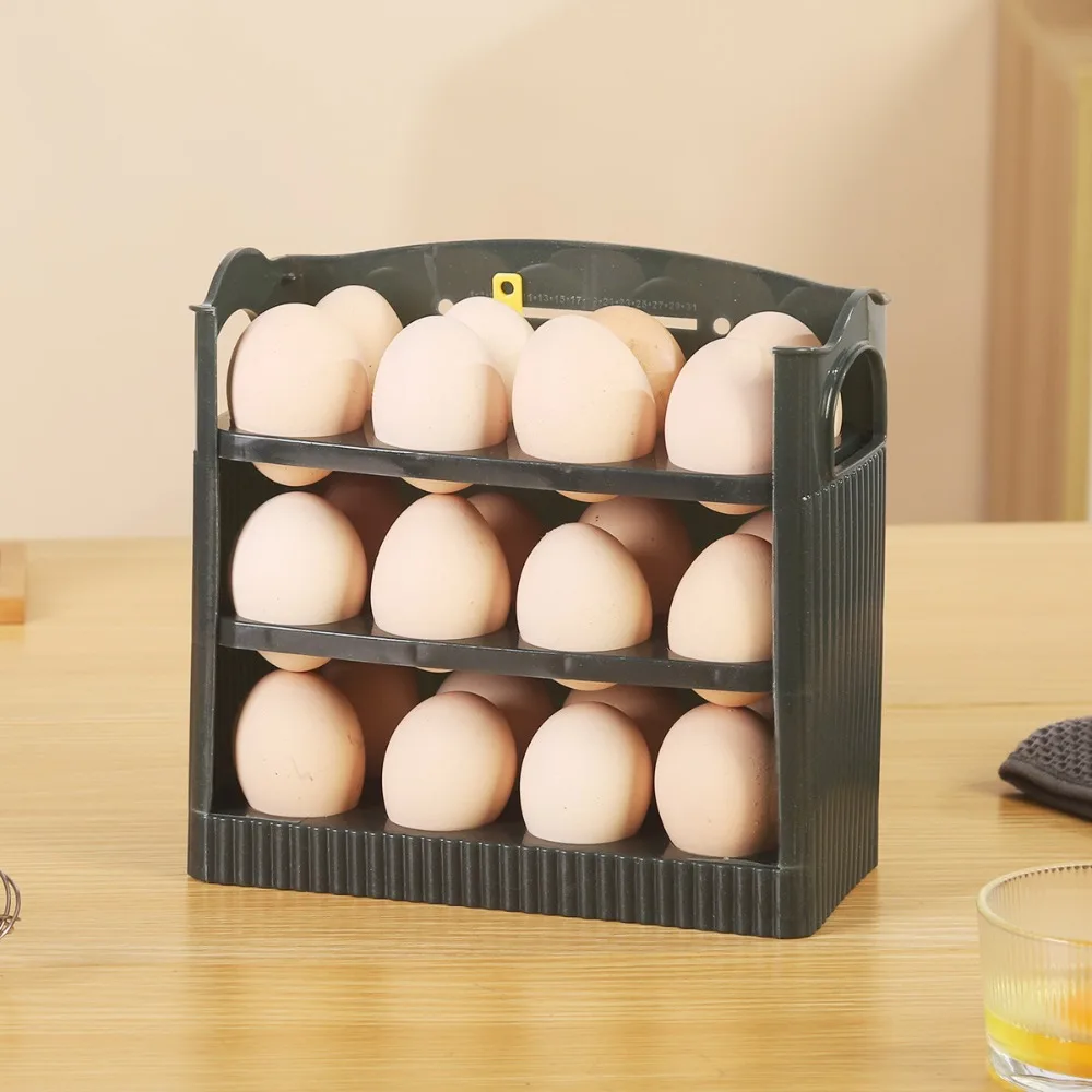 New Auto-flip Refrigerator Side Door Egg Holder Save Space Three-layer Egg Storage Box with Timing Scale Egg Tray Kitchen
New Auto-flip Refrigerator Side Door Egg Holder Save Space Three-layer Egg Storage Box with Timing Scale Egg Tray Kitchen