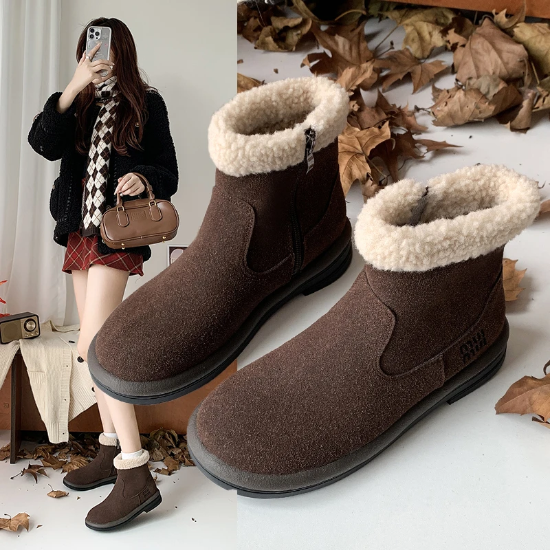 Women's Fashion Snow Boots Round Head Keep Warm Side Zip Low Heels Womens Shoes Suede Solid Color Outdoor Leisure Versatile 2024
Women's Fashion Snow Boots Round Head Keep Warm Side Zip Low Heels Womens Shoes Suede Solid Color Outdoor Leisure Versatile 2024