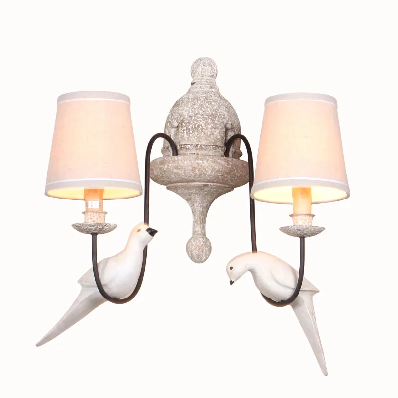 French bird wall lamp double-headed corridor aisle Nordic fabric wrought iron bedside American wood antique wall
French bird wall lamp double-headed corridor aisle Nordic fabric wrought iron bedside American wood antique wall