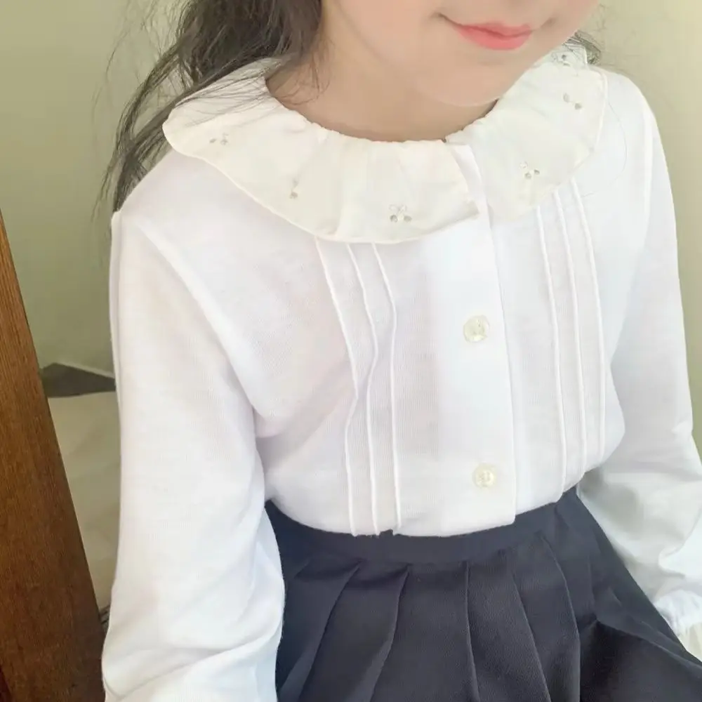 baby tops Sweet cherry patterned embroidered large lapel doll shirt Girls' autumn long sleeves Blouse
baby tops Sweet cherry patterned embroidered large lapel doll shirt Girls' autumn long sleeves Blouse