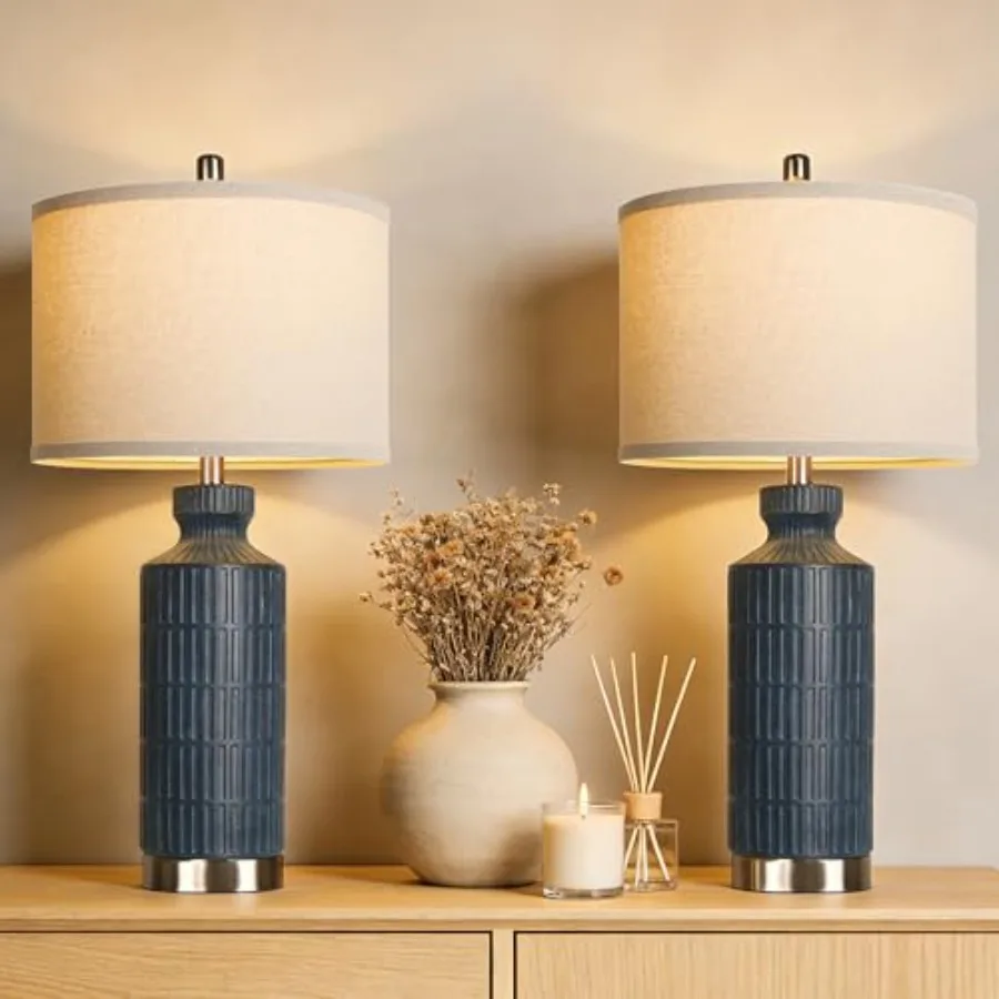 Modern Table Lamps 26'' Ceramic Table Lamps Set of 2 Nightstand Lamps for Bedroom Blue Desk Lamp Bedside Lamps for Living Room
Modern Table Lamps 26'' Ceramic Table Lamps Set of 2 Nightstand Lamps for Bedroom Blue Desk Lamp Bedside Lamps for Living Room