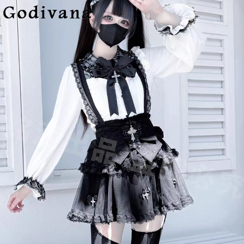 Subculture Gothic Long Sleeve Shirt+Strap Skirt 2-Piece Set Original Japanese Mine Mass-Produced Lolita Top and Skirt Outfits
Subculture Gothic Long Sleeve Shirt+Strap Skirt 2-Piece Set Original Japanese Mine Mass-Produced Lolita Top and Skirt Outfits