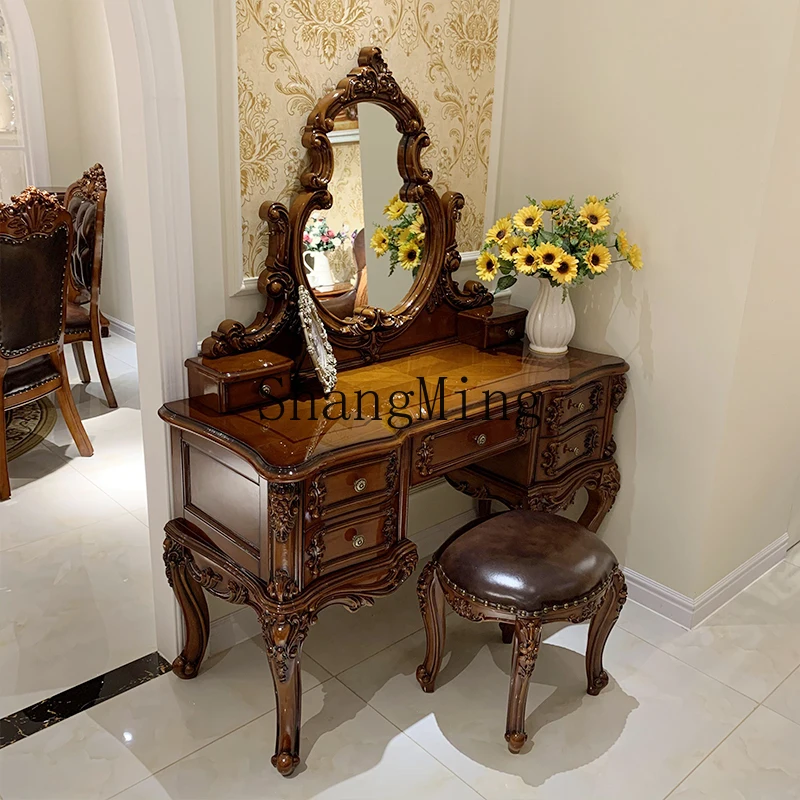 CL solid wood dresser bedroom home retro paint storage integrated carved makeup table mirror stool
CL solid wood dresser bedroom home retro paint storage integrated carved makeup table mirror stool