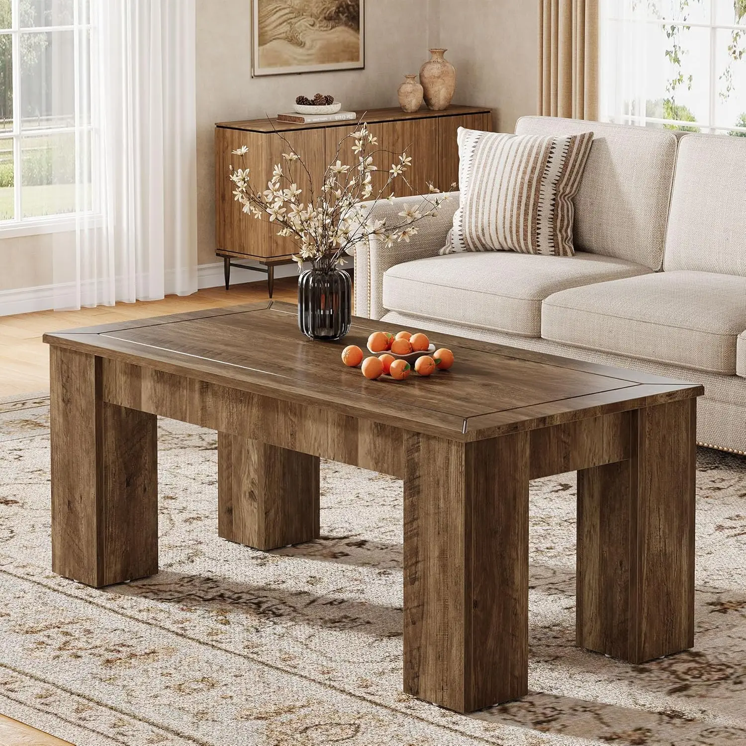 Rectangle Coffee Table for Living Room, 47-Inch Farmhouse Center Cocktail Table with Sturdy Legs, Rustic Brown
Rectangle Coffee Table for Living Room, 47-Inch Farmhouse Center Cocktail Table with Sturdy Legs, Rustic Brown