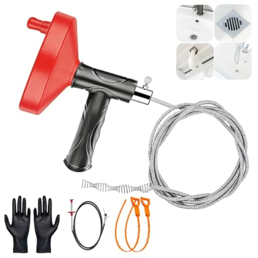 Drain Snake Auger 33 Ft, Plumbing Snake Drain Hair Clog Removal Tool, Heavy Duty Snake Auger, Sink Unclogger Drain Cleaner Tool
Drain Snake Auger 33 Ft, Plumbing Snake Drain Hair Clog Removal Tool, Heavy Duty Snake Auger, Sink Unclogger Drain Cleaner Tool