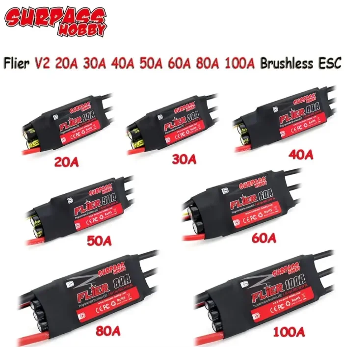 SURPASS HOBBY Flier V2 20A 30A 40A 50A 60A 80A 100A Бесщеточный ESC 32-битный контроллер скорости с BEC 2-6S для радиоуправляемого самолета-вертолета
SURPASS HOBBY Flier V2 20A 30A 40A 50A 60A 80A 100A Бесщеточный ESC 32-битный контроллер скорости с BEC 2-6S для радиоуправляемого самолета-вертолета