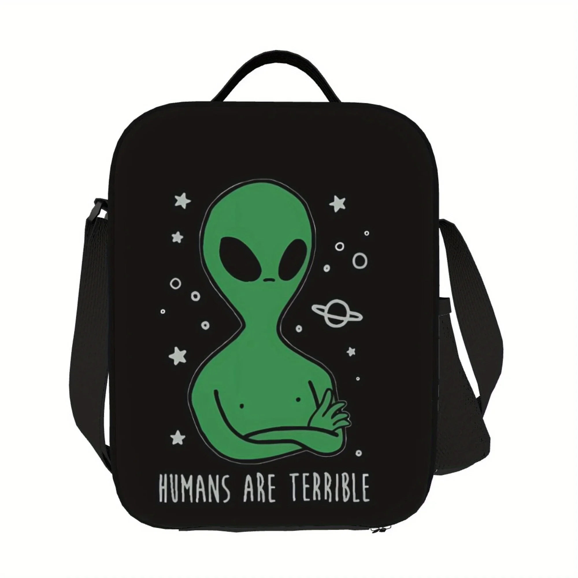 Graphic Insulated Lunch Bag - Waterproof Polyester, Reusable Cooler with "Humans Are Terrible" Text, Ideal for
Graphic Insulated Lunch Bag - Waterproof Polyester, Reusable Cooler with "Humans Are Terrible" Text, Ideal for